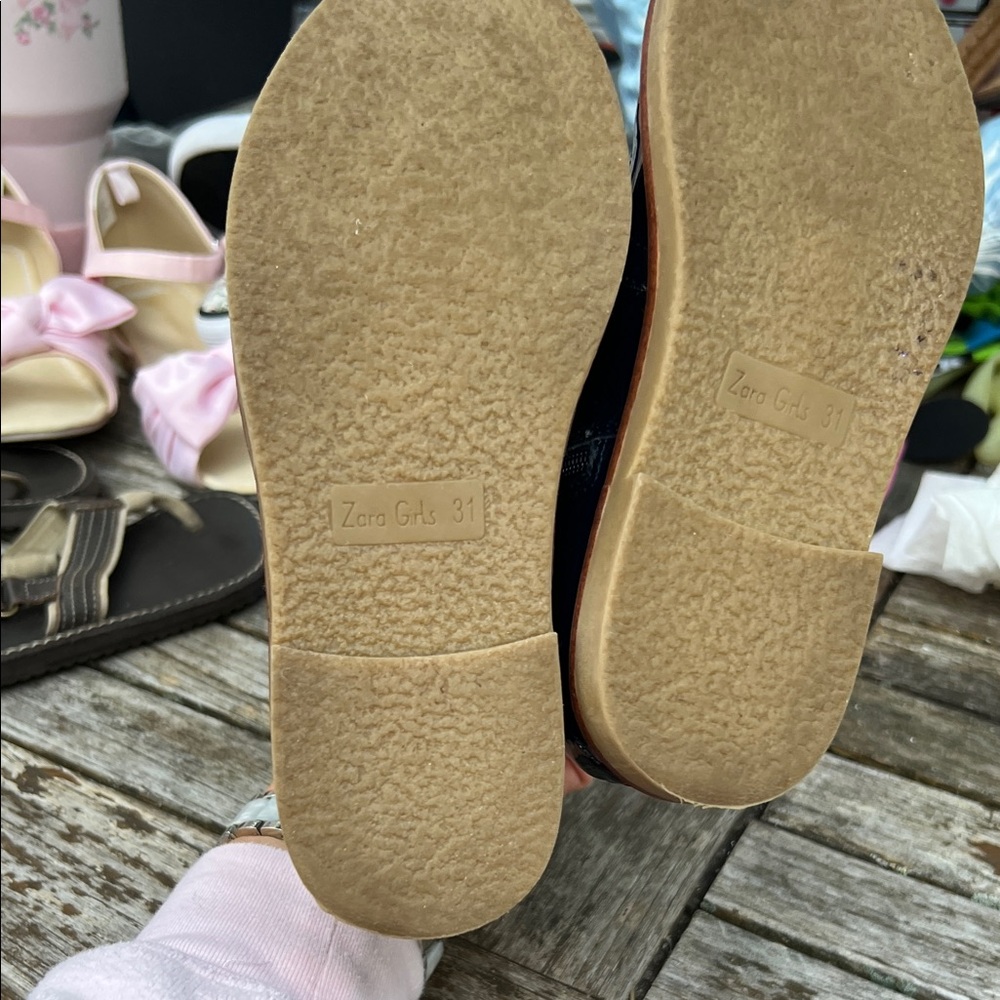 Zara Glossy Navy Kids Boots with Tan Sole - Picture 7 of 7